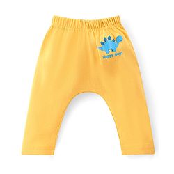 Babyhug Cotton Knit Interlock Full Length Diaper Leggings With Star & Dino Print Pack Of 3 - Yellow Red & Blue