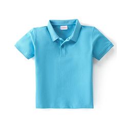 Babyhug Cotton Half Sleeves Solid Colored Polo T-Shirt - Light Blue