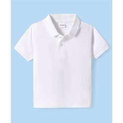 Babyhug Cotton Knit Half Sleeves Polo T-Shirt Solid Color - White