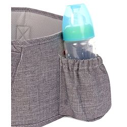 Babyhug Independent 2-in-1 Hip Seat Carrier: Front & back carrying positions, Padded seat for comfort, Adjustable waist belt, Side storage pockets, Supports up to 15kg, Easy weight distribution for parents comfort- Grey