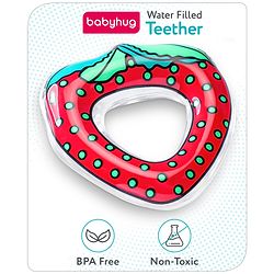 Babyhug Water Filled PVC Strawberry Shape Teether- Red & Green