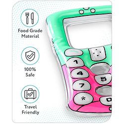 Babyhug Water Filled PVC Cell Phone Shape Teether-Pink & green