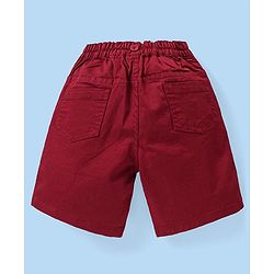 Babyhug Cotton Woven Half Sleeves Polo T-Shirt & Shorts Set with Suspender Anchor Print - Maroon & White