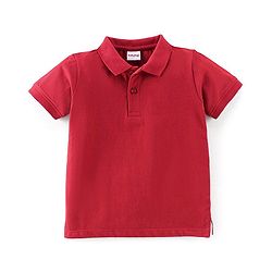 Babyhug Cotton Knit Half Sleeves Polo T-Shirt Solid Color - White