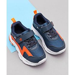 Cute walk By Babyhug Sneaker Shoes with Velcro Closure - Light Blue Orange