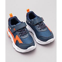 Cute walk By Babyhug Sneaker Shoes with Velcro Closure - Light Blue Orange