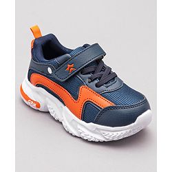 Cute walk By Babyhug Sneaker Shoes with Velcro Closure - Light Blue Orange