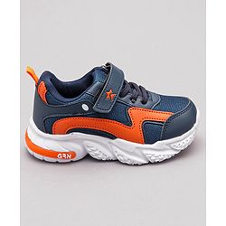 Cute walk By Babyhug Sneaker Shoes with Velcro Closure - Light Blue Orange