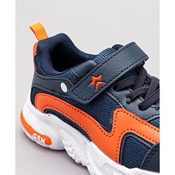 Cute walk By Babyhug Sneaker Shoes with Velcro Closure - Light Blue Orange