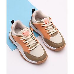Cute Walk by Babyhug Sneakers With Lace Closure Solid - Beige