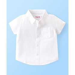 Babyhug 100% Cotton Woven Half Sleeves Shirt & Shorts Set Tropical Theme - White & Green