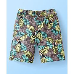 Babyhug 100% Cotton Woven Half Sleeves Shirt & Shorts Set Tropical Theme - White & Green