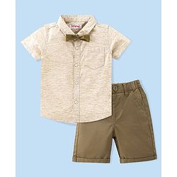 Babyhug 100%  Cotton Woven Half Sleeves Shirts and Shorts Set - Green