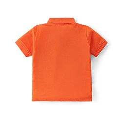 Babyhug 100% Cotton Knit Half Sleeves Polo T-Shirt With Solid Colour - Orange