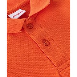 Babyhug 100% Cotton Knit Half Sleeves Polo T-Shirt With Solid Colour - Orange