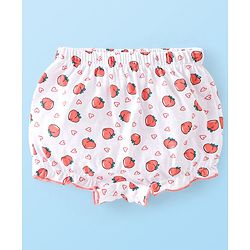 Babyhug 100% Cotton Knit Fruity Print Bloomers Pack of 3 - Peach & White