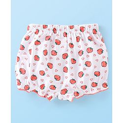 Babyhug 100% Cotton Knit Fruity Print Bloomers Pack of 3 - Peach & White