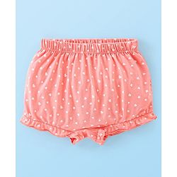 Babyhug 100% Cotton Knit Fruity Print Bloomers Pack of 3 - Peach & White