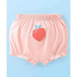 Babyhug 100% Cotton Knit Fruity Print Bloomers Pack of 3 - Peach & White