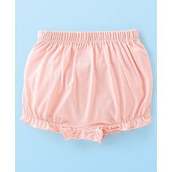 Babyhug 100% Cotton Knit Fruity Print Bloomers Pack of 3 - Peach & White