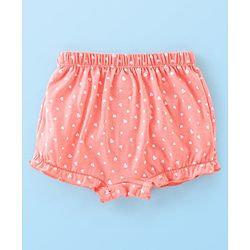 Babyhug 100% Cotton Knit Fruity Print Bloomers Pack of 3 - Peach & White