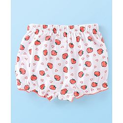 Babyhug 100% Cotton Knit Fruity Print Bloomers Pack of 3 - Peach & White