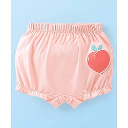 Babyhug 100% Cotton Knit Fruity Print Bloomers Pack of 3 - Peach & White
