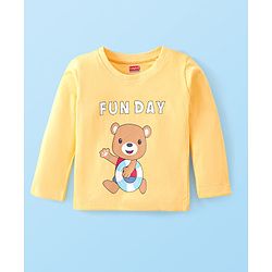 Babyhug Cotton Single Jersey Knit Full Sleeves Night Suit Bear Print - Yellow