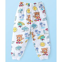 Babyhug Cotton Single Jersey Knit Full Sleeves Night Suit Bear Print - Yellow