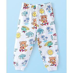 Babyhug Cotton Single Jersey Knit Full Sleeves Night Suit Bear Print - Yellow
