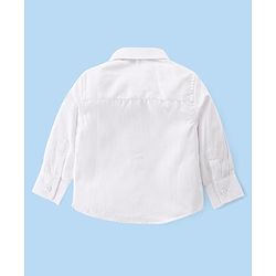 Babyhug Knit Full Sleeves Solid Color Party Shirt & Trousers with Bow & Suspender - White & Maroon