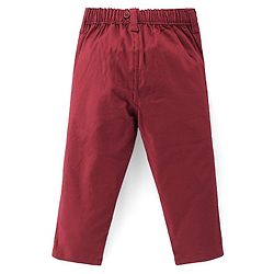 Babyhug Knit Full Sleeves Solid Color Party Shirt & Trousers with Bow & Suspender - White & Maroon