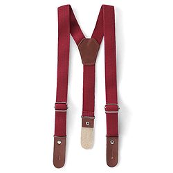 Babyhug Knit Full Sleeves Solid Color Party Shirt & Trousers with Bow & Suspender - White & Maroon