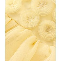 Babyhug Woven  Flutter Sleeves Mesh Party Frockyell with Floral Applique - Yellow