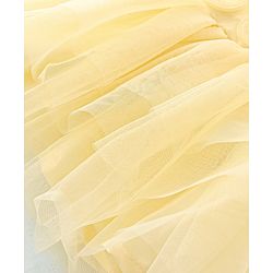 Babyhug Woven  Flutter Sleeves Mesh Party Frockyell with Floral Applique - Yellow