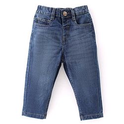 Babyhug Cotton Woven Full Sleeves Shirt & Jeans Solid Colour - Blue