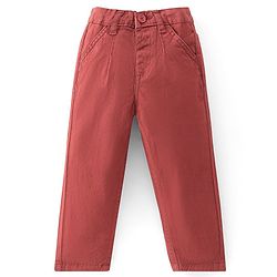 Babyhug 100% Cotton Woven Full Sleeves Stripes Shirts and Trouser Set with Bow - Maroon