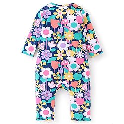 Babyhug 100% Cotton Knit Full Sleeves Romper Floral Print - Multicolor