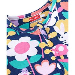 Babyhug 100% Cotton Knit Full Sleeves Romper Floral Print - Multicolor