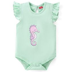 Babyhug 100% Cotton Half Sleeves Onesie With Sea Life Print Pack Of 3 - Purple Pink & Green