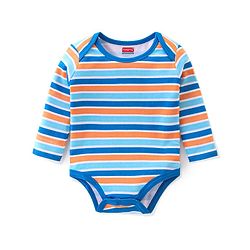Babyhug 100% Cotton Knit Full Sleeves Onesies Pack Of 3 With Bunny Print - Blue & Orange