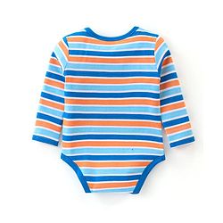 Babyhug 100% Cotton Knit Full Sleeves Onesies Pack Of 3 With Bunny Print - Blue & Orange
