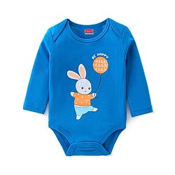 Babyhug 100% Cotton Knit Full Sleeves Onesies Pack Of 3 With Bunny Print - Blue & Orange