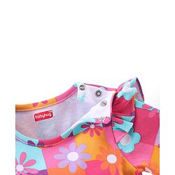 Babyhug 100% Cotton Interlock Knit Full Sleeves Onesies with Hair Band & Booties Floral Print - Pink