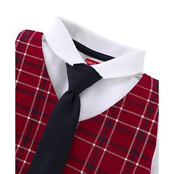 Babyhug Cotton Full Sleeves Romper With Tie Checkered - Red & Black