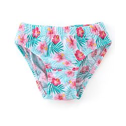 Babyhug 100% Cotton Panties With Floral Print Pack Of 3 - Blue & Pink