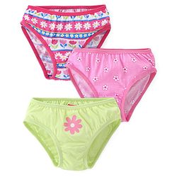 Babyhug 100% Cotton Knit Flower Print Panties Pack of 3- Pink & Green