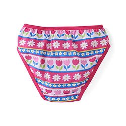 Babyhug 100% Cotton Knit Flower Print Panties Pack of 3- Pink & Green