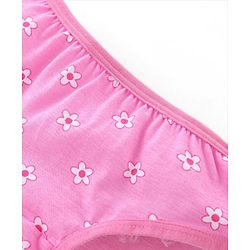 Babyhug 100% Cotton Knit Flower Print Panties Pack of 3- Pink & Green