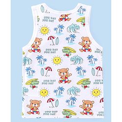 Babyhug 100% Cotton Single Jersey Knit Sleeveless Sando Stripes & Bear Print Pack Of 3 - Multicolor